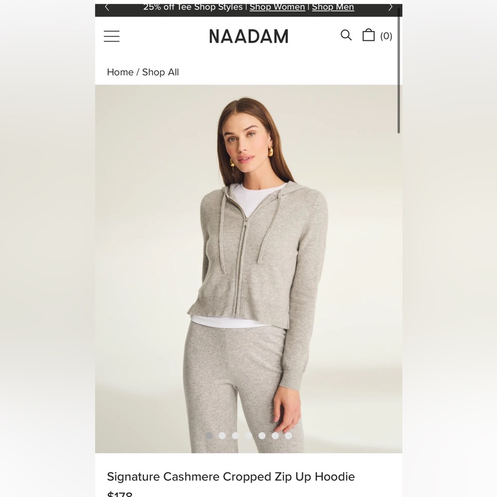 Naadam Signature Cropped Cashmere Zip-Up (brand new)